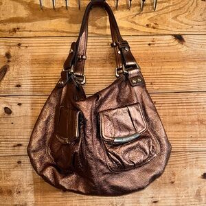 B. Makowsky Metallic Brown Hobo Shoulder Bag